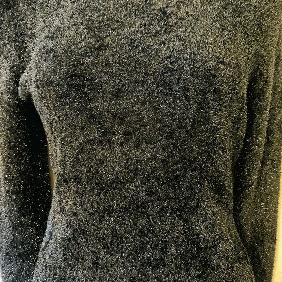 Cache Y2K holiday black Sparkle sheer back sweater - Picture 2 of 4